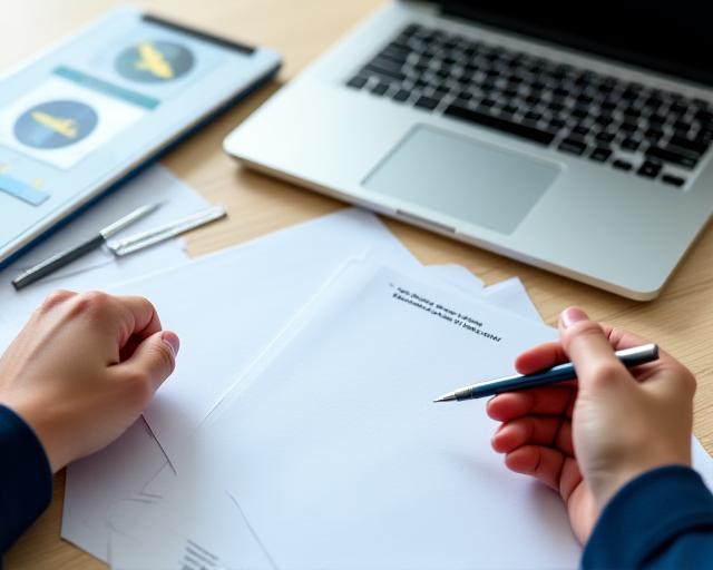 Person writing a short legal enquiry beside a laptop and organised case papers at a bright desk