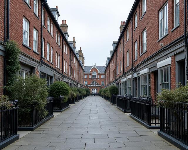 Quiet London street near White Hart Street, with brick buildings and pavement leading towards the practice address